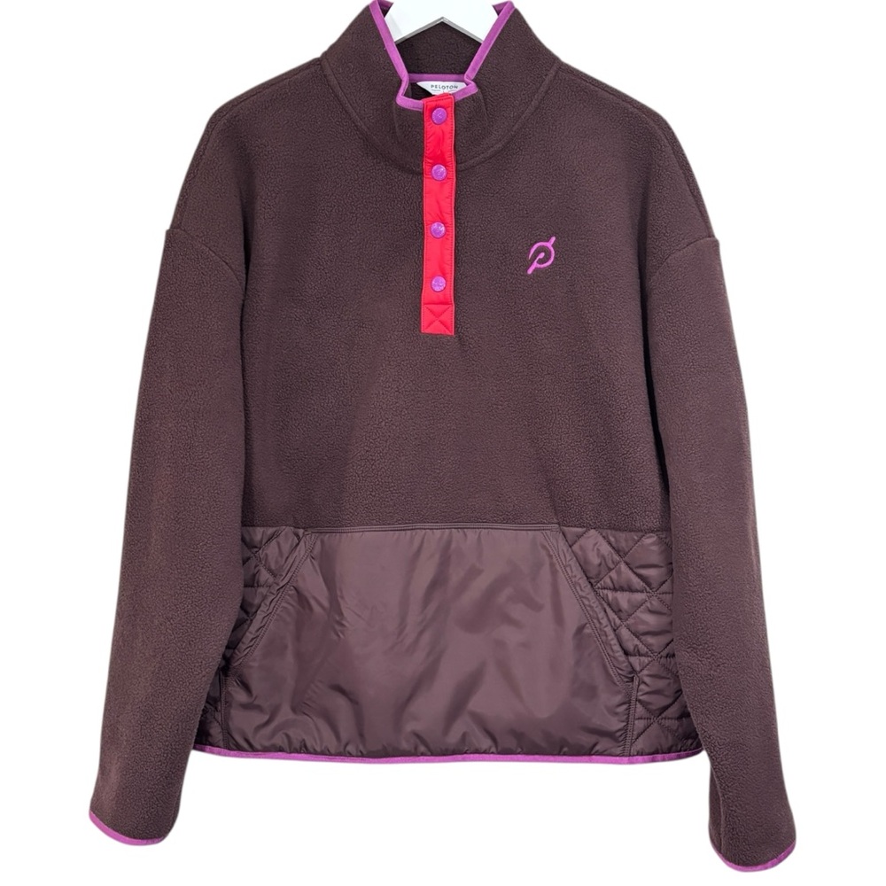 Peloton 1/4 Snap Fleece Brown Pullover Sweater Top Oversized Women’s Large